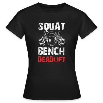 Powerlifting Squat Bench Deadlift Weightlifting - Frauen T-Shirt - Schwarz - Vorne - AI Model Female 172 dark (172cm)