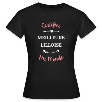 Certifiée meilleure lilloise du monde - T-shirt Femme - noir - Devant - AI Model Female 172 dark (172cm)
