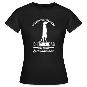 Erdmännchen - Frauen T-Shirt - Schwarz - Vorne - AI Model Female 172 dark (172cm)