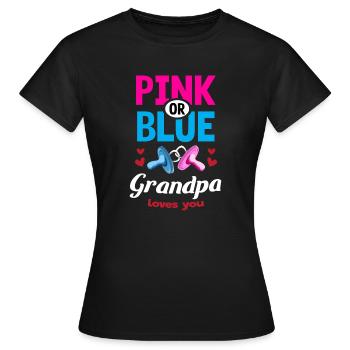 Grand-père rose ou bleu vous aime Gender Reveal Party - T-shirt Femme - noir - Devant - AI Model Female 172 dark (172cm)