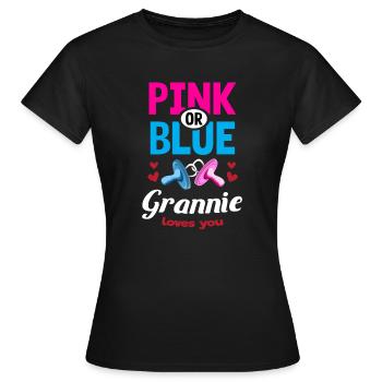 Mamie rose ou bleue vous aime Gender Reveal Party - T-shirt Femme - noir - Devant - AI Model Female 172 dark (172cm)