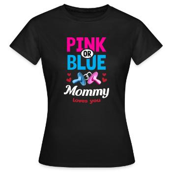 Maman rose ou bleue vous aime Gender Reveal Party - T-shirt Femme - noir - Devant - AI Model Female 172 dark (172cm)