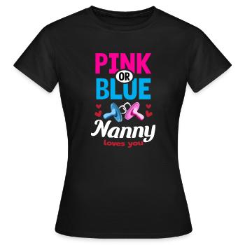 Nounou rose ou bleue vous aime Genre Reveal Party - T-shirt Femme - noir - Devant - AI Model Female 172 dark (172cm)