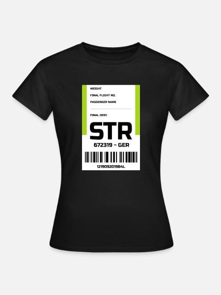 Flughafen Reise Etikett Aufkleber Stuttgart STR - Frauen T-Shirt - Schwarz