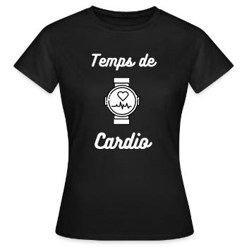 Temps de cardio : Cardio time - T-shirt Femme - noir - Devant - AI Model Female 172 dark (172cm)