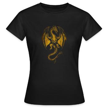 Goldener Drache zügellos - Frauen T-Shirt - Schwarz - Vorne - AI Model Female 172 dark (172cm)
