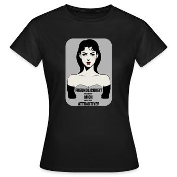 Schönheit mit Biss: Freundlichkeit macht attraktiv - Frauen T-Shirt - Schwarz - Vorne - AI Model Female 172 dark (172cm)