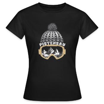 Pistensau Skifahrer Snowboarder Wintersport - Frauen T-Shirt - Schwarz - Vorne - AI Model Female 172 dark (172cm)