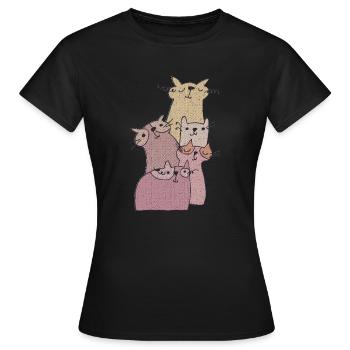 katzen treffen 2 - Frauen T-Shirt - Schwarz - Vorne - AI Model Female 172 dark (172cm)