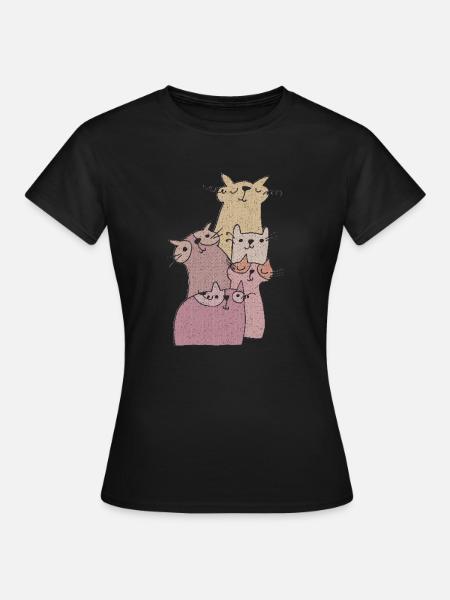 katzen treffen 2 - Frauen T-Shirt - Schwarz