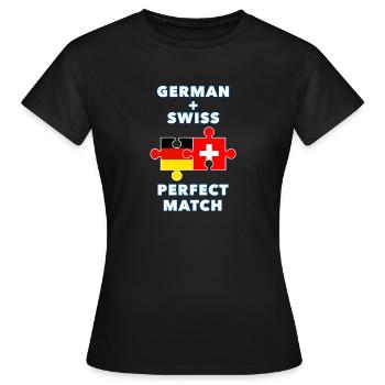 Puzzle Allemand Suisse - T-shirt Femme - noir - Devant - AI Model Female 172 dark (172cm)