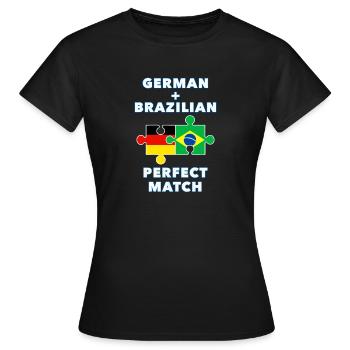 German Brazilian Puzzle - Frauen T-Shirt - Schwarz - Vorne - AI Model Female 172 dark (172cm)