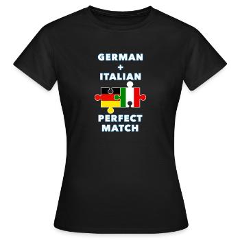 Puzzle Allemand Italien - T-shirt Femme - noir - Devant - AI Model Female 172 dark (172cm)