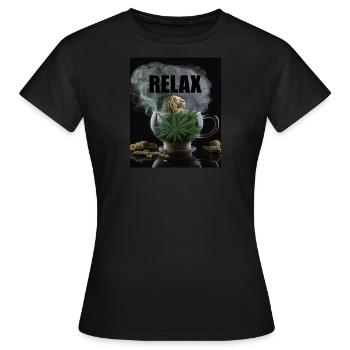 Cannabis Relax Geschenk - Frauen T-Shirt - Schwarz - Vorne - AI Model Female 172 dark (172cm)