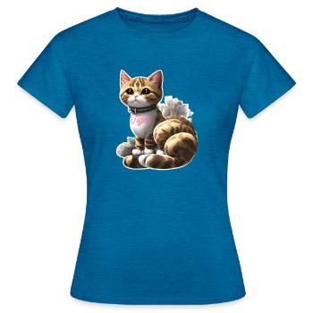 Sagesse ronronnante - T-shirt Femme - bleu saphir antique chiné - Devant - AI Model Female 172 dark (172cm)
