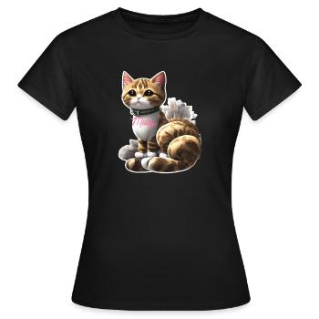 Personalisiertes Katzen T-Shirt (Molly) - Frauen T-Shirt - Schwarz - Vorne - AI Model Female 172 dark (172cm)