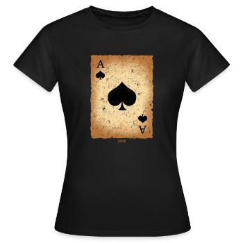 Spielkarte Pik Ass HARIZ Karneval Kostuem Koeln - Frauen T-Shirt - Schwarz - Vorne - AI Model Female 172 dark (172cm)