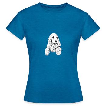 Hund Hündin cocker Spaniel Dog English - Frauen T-Shirt - Antikblaues Saphir meliert - Vorne - AI Model Female 172 dark (172cm)