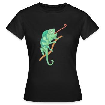 Grünes Chamäleon - Frauen T-Shirt - Schwarz - Vorne - AI Model Female 172 dark (172cm)
