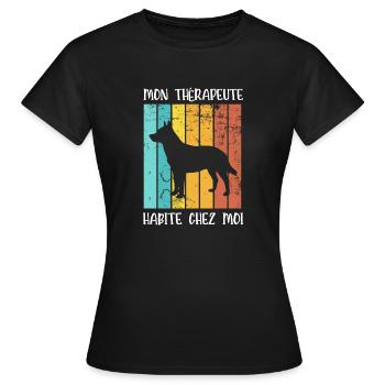 mon thérapeute habite chez moi - T-shirt Femme - noir - Devant - AI Model Female 172 dark (172cm)