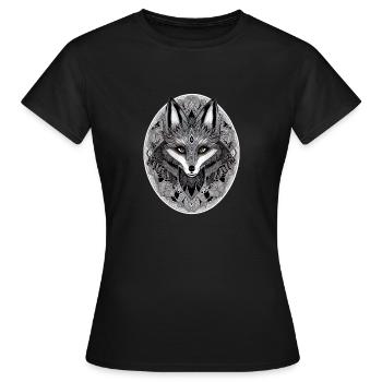 Fuchs Mandala Zeichnung komplexe Natur Wildnis - Frauen T-Shirt - Schwarz - Vorne - AI Model Female 172 dark (172cm)