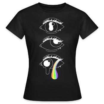Des yeux psychédéliques avec arc-en-ciel, accroche-regard - T-shirt Femme - noir - Devant - AI Model Female 172 dark (172cm)