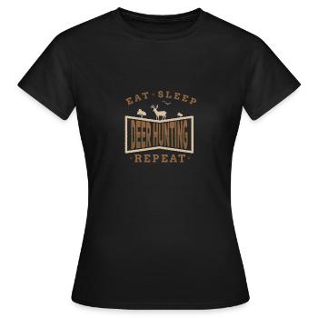 Repas de chasse au chevreuil - T-shirt Femme - noir - Devant - AI Model Female 172 dark (172cm)
