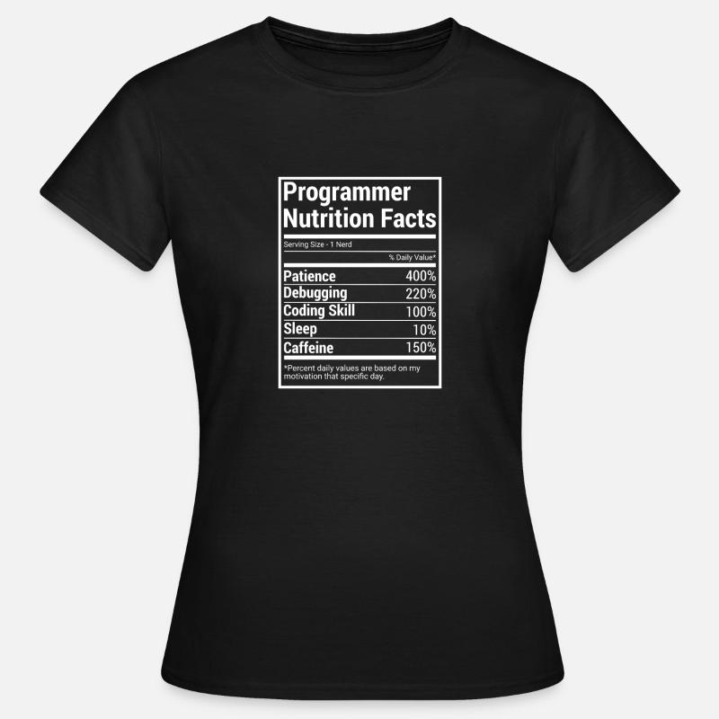Programmer Nutrition Facts for programmers - Women's T-Shirt - black