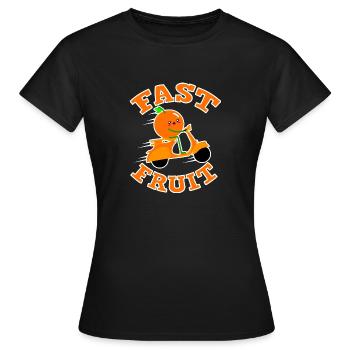 Fast Fruit Orange auf Roller - Fast Food - Frauen T-Shirt - Schwarz - Vorne - AI Model Female 172 dark (172cm)