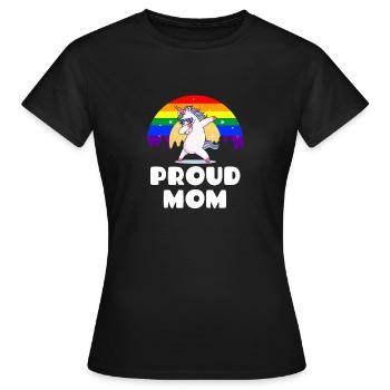 Proud Mom - Gay Pride Unicorn LGBT Flag - Frauen T-Shirt - Schwarz - Vorne - AI Model Female 172 dark (172cm)