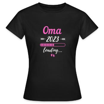 Oma 2023 Loading Werdende Oma Schwangerschaft - Frauen T-Shirt - Schwarz - Vorne - AI Model Female 172 dark (172cm)