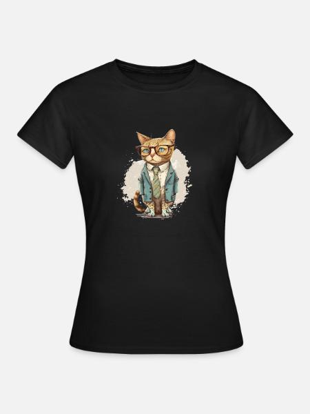 Cat with glasses - Women's T-Shirt - black
