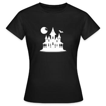 Vollmond Halloween Mitternacht Kinder Geisterhaus - Frauen T-Shirt - Schwarz - Vorne - AI Model Female 172 dark (172cm)