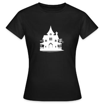 Altes verlassenes Halloween Geisterhaus - Frauen T-Shirt - Schwarz - Vorne - AI Model Female 172 dark (172cm)