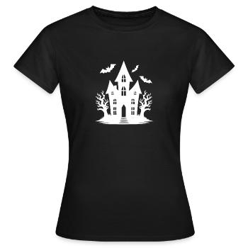 Kinder Spukhaus Halloween Fledermaus Tattoo - Frauen T-Shirt - Schwarz - Vorne - AI Model Female 172 dark (172cm)