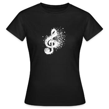 Notes d’éclaboussures de clé de musique - T-shirt Femme - noir - Devant - AI Model Female 172 dark (172cm)