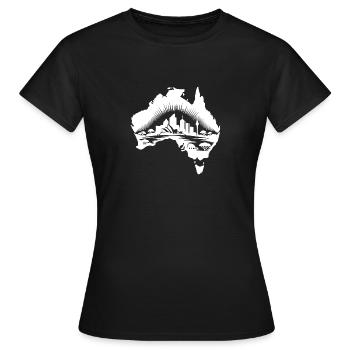 Australian Continent Landscape Tattoo Sytyle - Women's T-Shirt - black - Front - AI Model Female 172 dark (172cm)