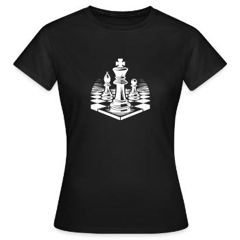 Chessboard with chess pieces king and bishop - Women's T-Shirt - black - Front - AI Model Female 172 dark (172cm)