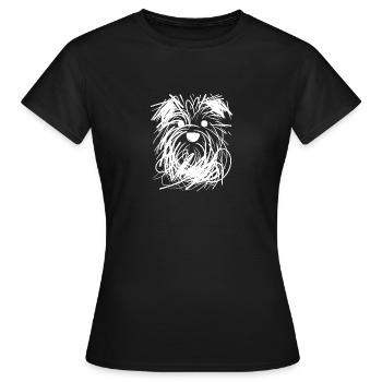 Portrait de chien créatif aux lignes chaotiques - T-shirt Femme - noir - Devant - AI Model Female 172 dark (172cm)