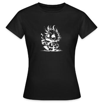 Verschlafene Büro Ente mit Kaffeebecher - Frauen T-Shirt - Schwarz - Vorne - AI Model Female 172 dark (172cm)