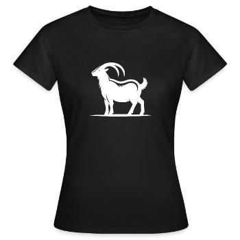 Portrait de chèvre avec d’énormes cornes - T-shirt Femme - noir - Devant - AI Model Female 172 dark (172cm)