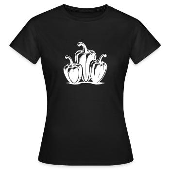 Poivrons classiques Trois Poivres - T-shirt Femme - noir - Devant - AI Model Female 172 dark (172cm)