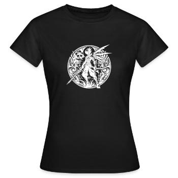Guerrier fantastique avec épée et ailes - T-shirt Femme - noir - Devant - AI Model Female 172 dark (172cm)