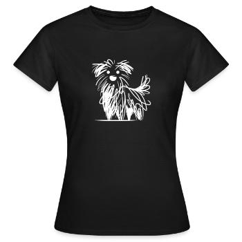 Croquis de chien minimaliste aux lignes chaotiques - T-shirt Femme - noir - Devant - AI Model Female 172 dark (172cm)