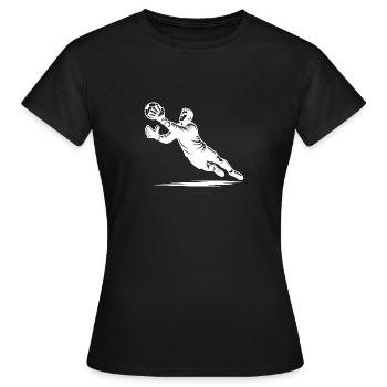 Gardien réflexif en pleine action défensive - T-shirt Femme - noir - Devant - AI Model Female 172 dark (172cm)