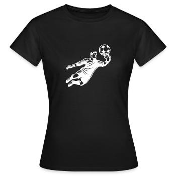 Spécialiste défensif : Gardien de but en pleine forme avec le ballon - T-shirt Femme - noir - Devant - AI Model Female 172 dark (172cm)