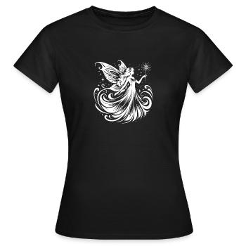 Fée dansante avec une baguette magique scintillante - T-shirt Femme - noir - Devant - AI Model Female 172 dark (172cm)