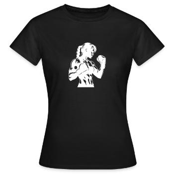 Boxer with gloves in concentrated posture - Women's T-Shirt - black - Front - AI Model Female 172 dark (172cm)