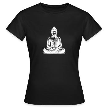 Yoga Buddha Erleuchtung Meditation Tattoo Style - Frauen T-Shirt - Schwarz - Vorne - AI Model Female 172 dark (172cm)