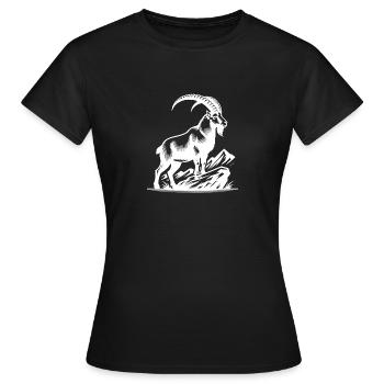 Capricorne avec d’énormes cornes - T-shirt Femme - noir - Devant - AI Model Female 172 dark (172cm)
